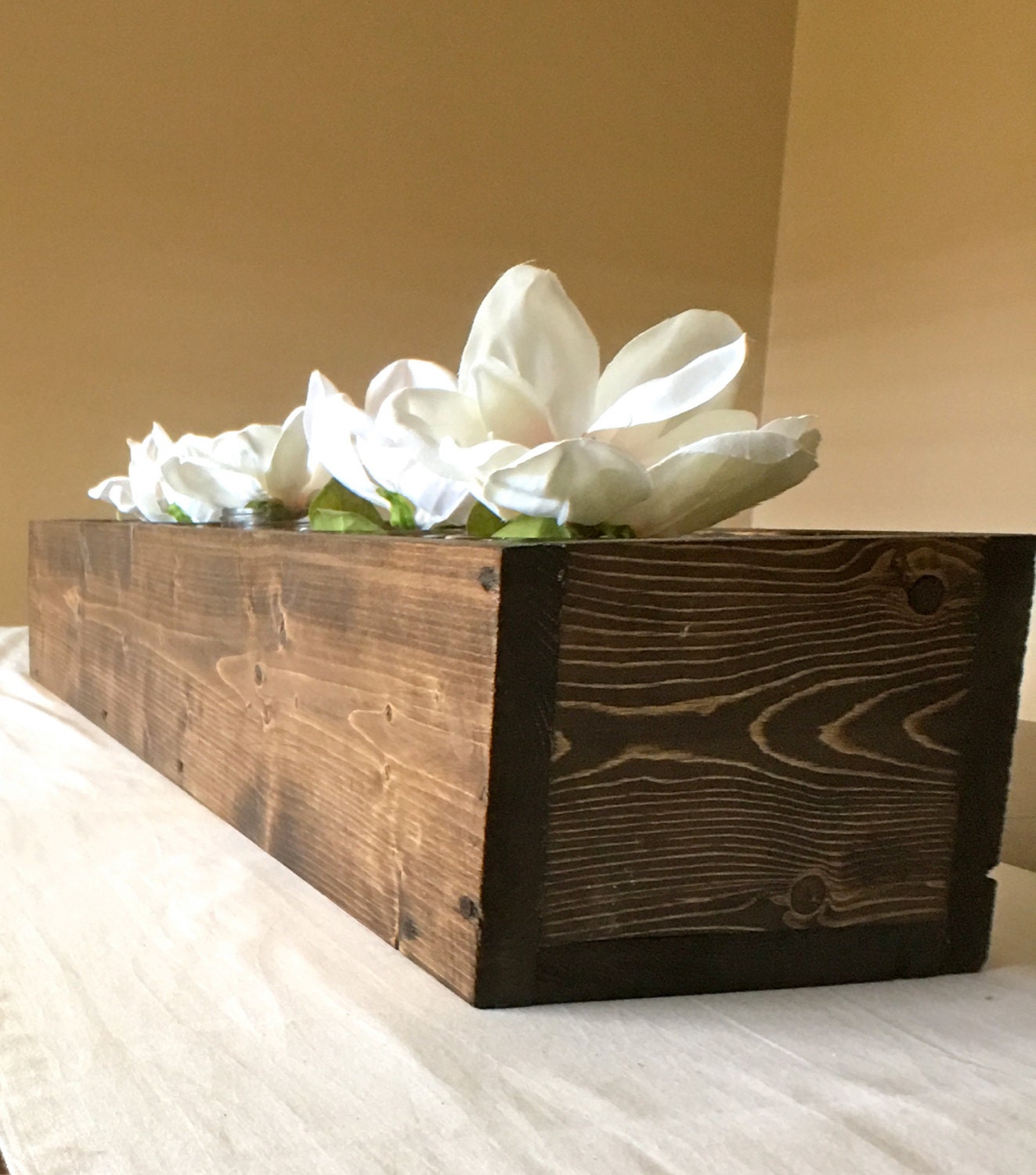 Rustic spruce wood box Centerpiece thanksgiving decor