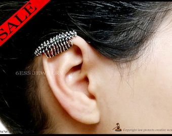 Gothic punk spine and Rib Cage Cuff Earrings without pierced,Anatomical Cuff Earrings,Non Piercing Earring,Human Bone Cartilage Earring