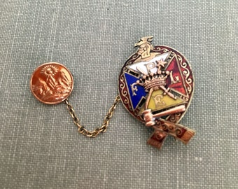 Antique Knights of Pythias pin // Pythian Sisters pin // Vintage Masonic // fraternal organization jewelry //