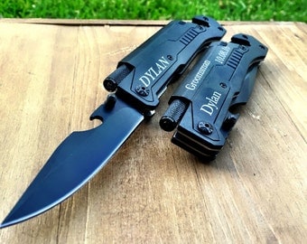 Personalized Monogrammed Knife, Engraved knife, Groomsman gift, groomsmen gifts, groomsmen knives, groomsman knife, flashlight knife, tool