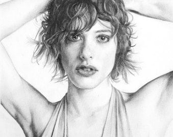 Portrait of Katherine Moennig made pencil graphite on paper