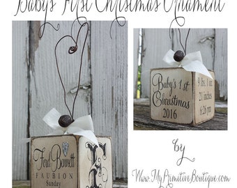 Baby's First Christmas Ornament | Personalized Ornament | Christmas Decorations | Christmas Tree Ornament | Rustic Baby | Newborn Ornament