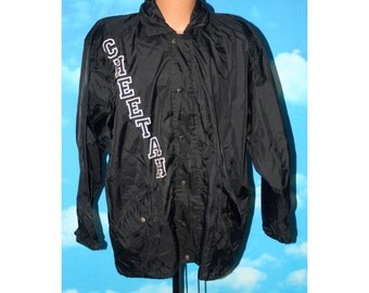 Cheetah Black Full Zip Windbreaker Jacket Vintage 1990s