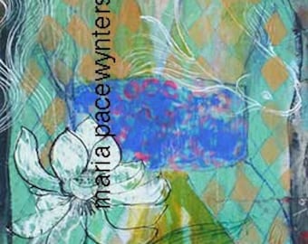 Float Above It- Original mixed media/encaustic painting by Maria Pace-Wynters