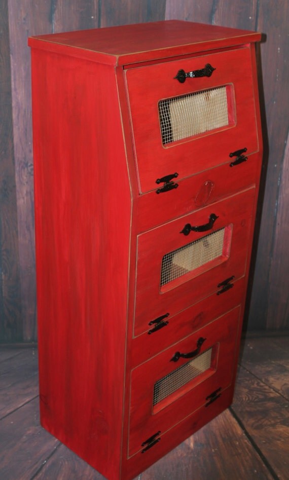 Large Vegetable Bin Potato Bread Box Storage Cupboard Rustic