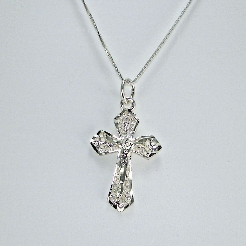 Sterling Silver Filigree Cross Necklace Crucifix Cross