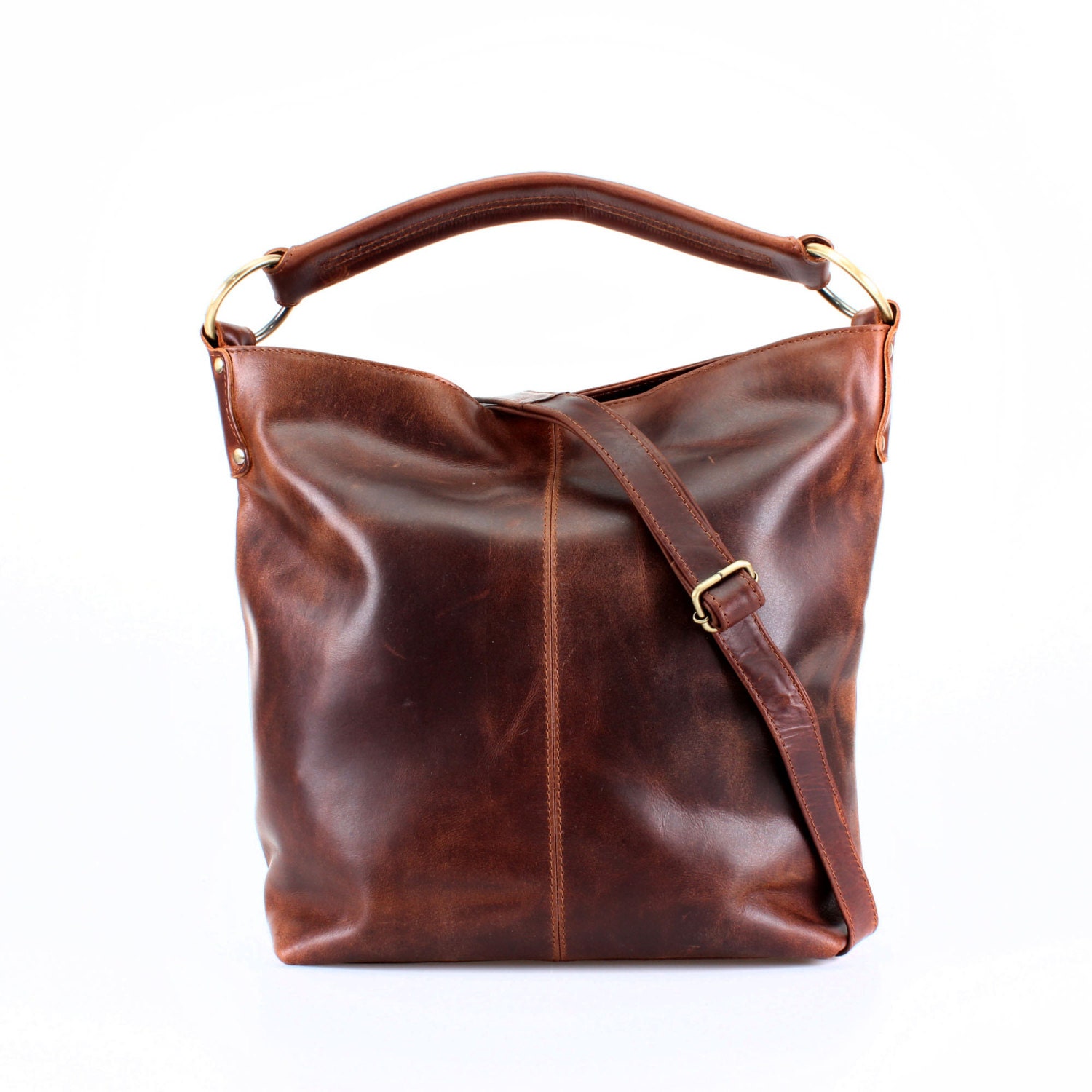 Distressed Brown Leather Handbag Hobo Tote by TheLeatherStore