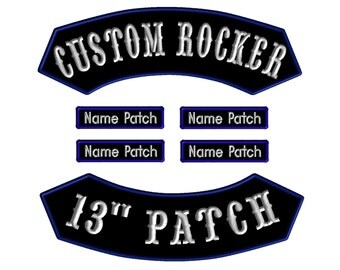 Custom Motorcycle Ribbon Rocker Patch – Sew-On, Large, Choose Your Color