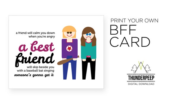 Best Friend blank card BFF forever printable card by thunderpeep