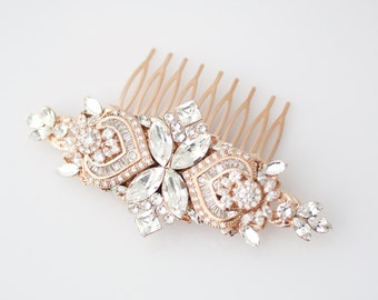 Wedding Hair Accessories Rose Gold Hair Comb Crystal Bridal Comb Rose Gold Headpiece Wedding Headpiece Rhinestone Comb EVIE