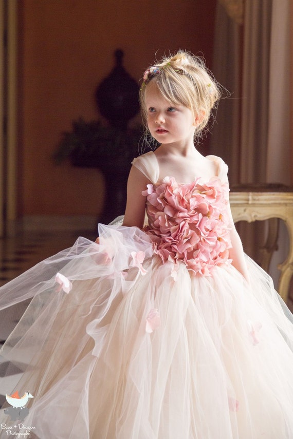 Flower girl dress Pink Champagne Dress Pink Champagne tutu