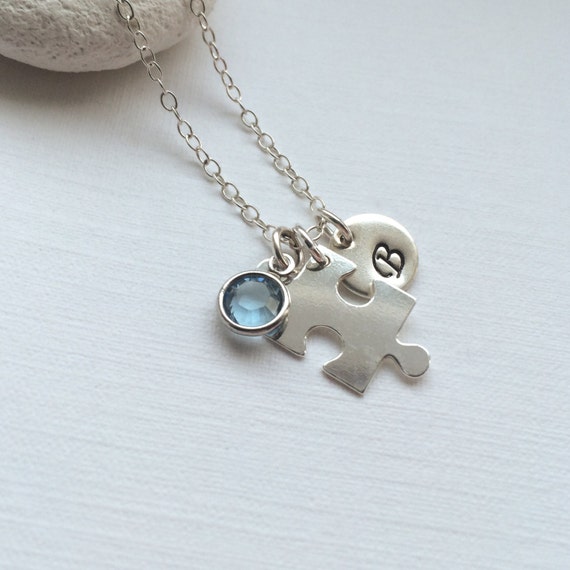 Sterling Silver Personalized Puzzle Piece Necklace