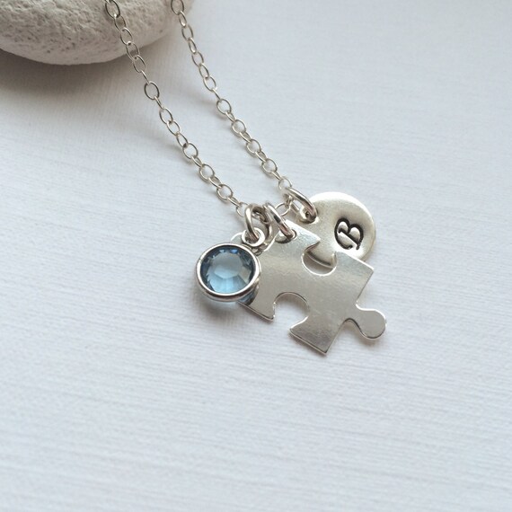 Sterling Silver Personalized Puzzle Piece Necklace