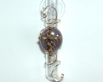 Gold Cross Memorial Vase Suction Window Vase Bud Vase 3 inch