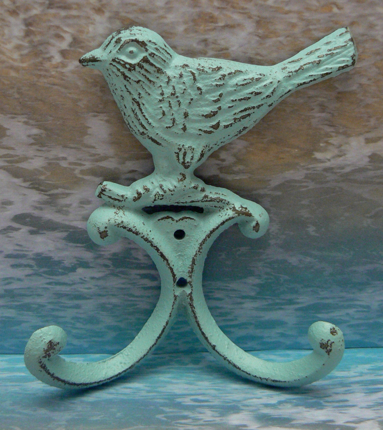 Bird Wall Hook Cast Iron Cottage Chic Shabby Distressed Light