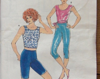 vintage 1987 kwik sew pattern 1679 misses women TIGHTS and Top sz XS-L uncut exercise wear