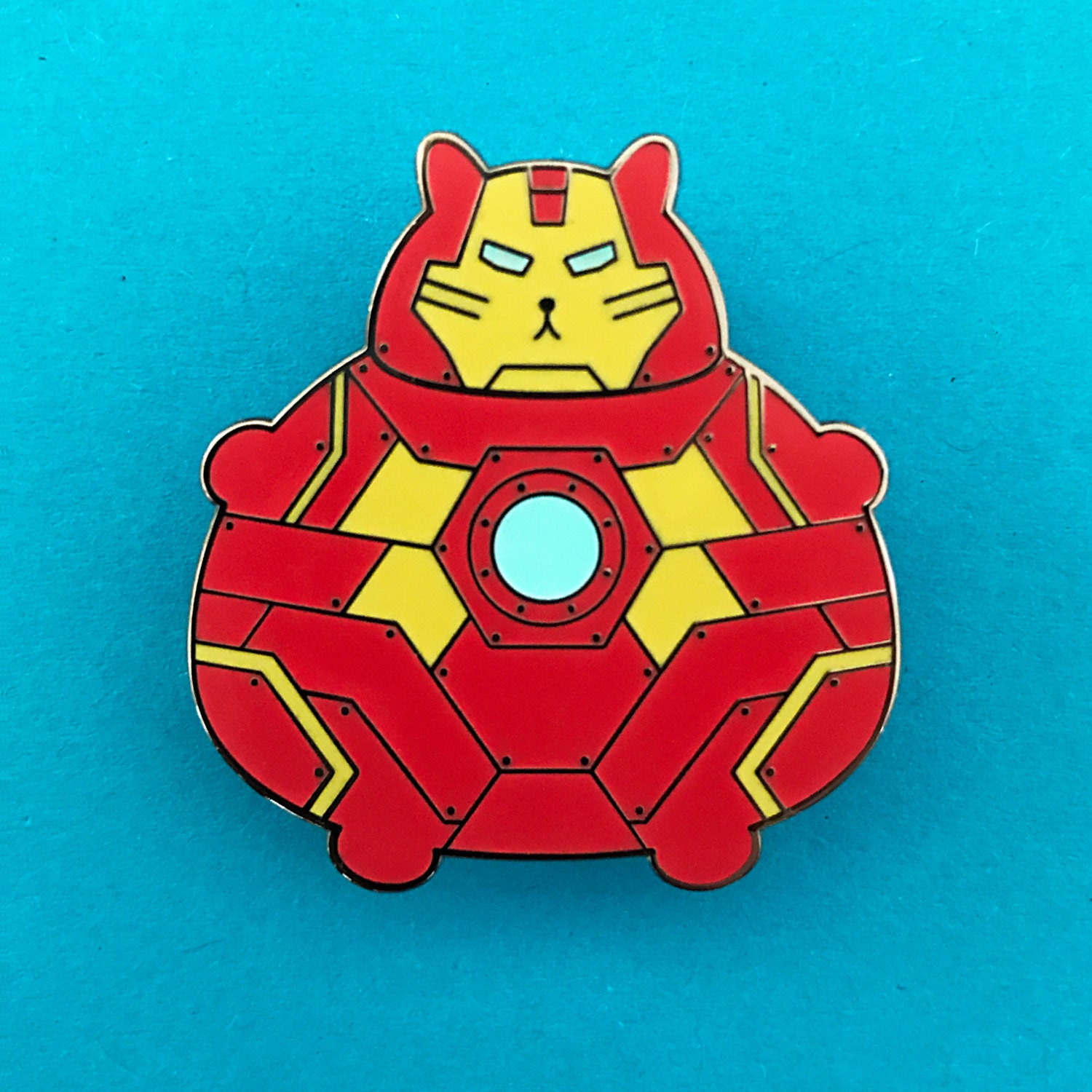 Iron Man Pin Enamel Badge Lapel Pin Cat Brooch Fat