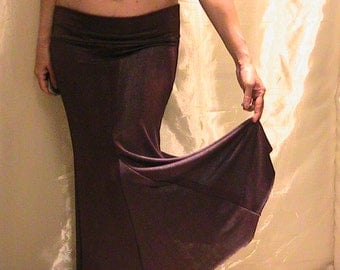 Bellydance trumpet skirt, mermaid skirt in silky dark maroon Lycra