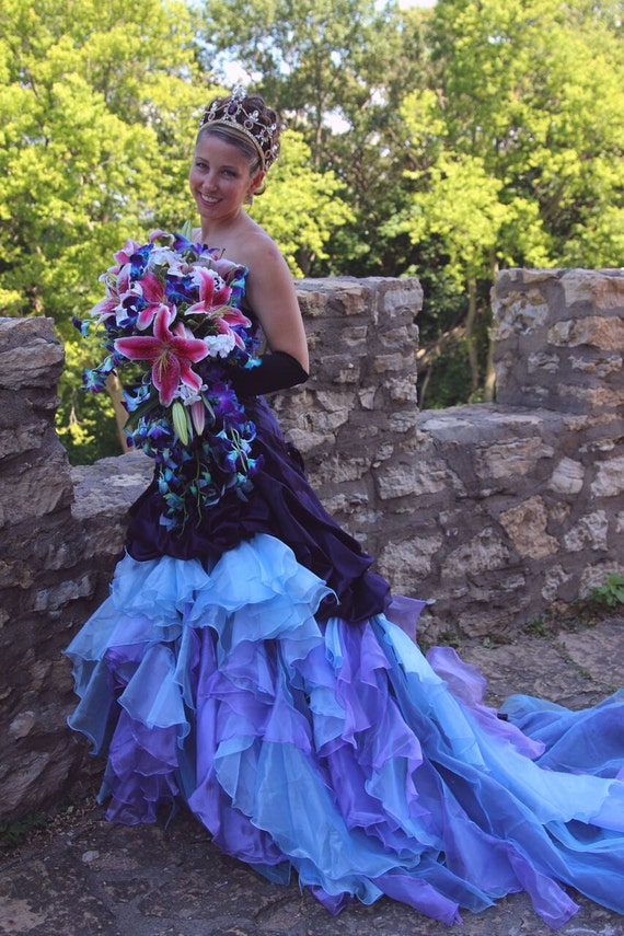 Purple Wedding Dress with Blue and Purple by
