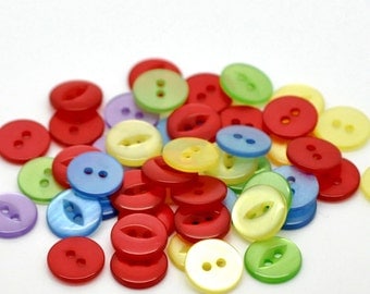 100 Buttons 11mm Gorgeous Quality Resin - Assorted Pearlescent Colors - BUT36