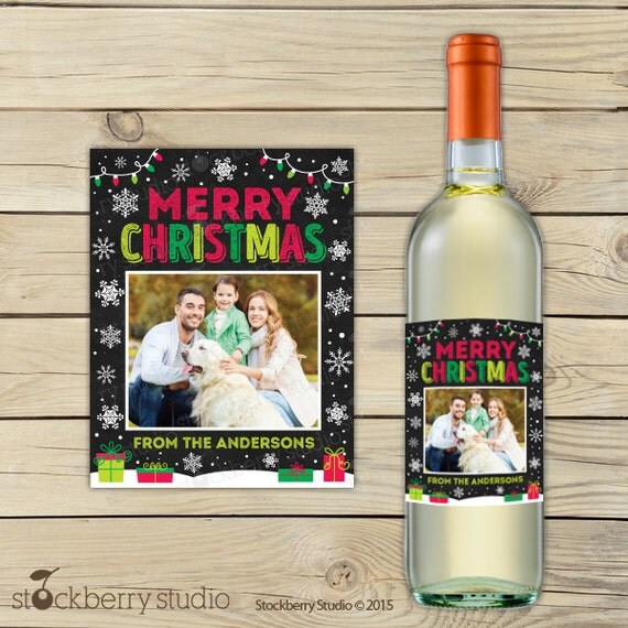 Christmas Wine Bottle Labels Printable - Holiday Bottle Label - Wine Labels - Christmas Gift Hostess - Personalized Christmas Labels Il_570xn