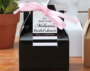 12 - Personalized Mini Gable Boxes - Designer Hang Tag - bridal shower favors Chanel inspired bridal shower | Chanel inspired favor tags