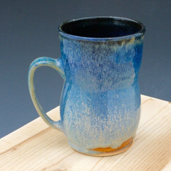 Blue Coffee Mug 06 Ceramic Mugs Hand Thrown Coffee Cups