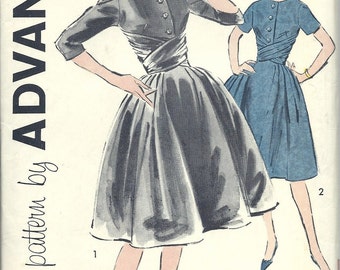 1950s Vintage Advance Printed Dress Pattern Sew Easy