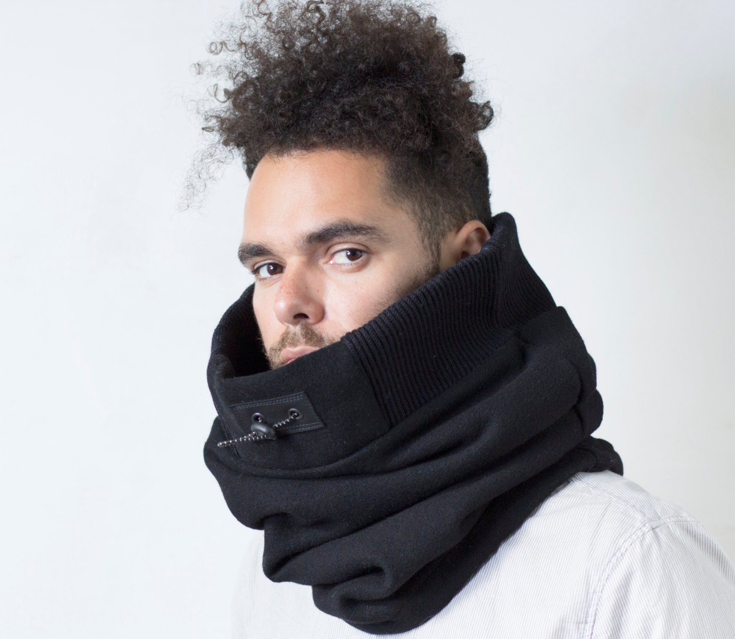 Mens cowl scarf scarf mens grey herringbone scarf Snock®