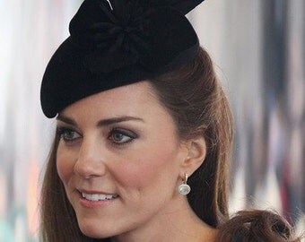 The Duchess Hat - Black Fascinator Hat - Wedding Hat - Royal Ascot - Wedding Millinery -Formal Hat -Cocktail Hat -Black Felt Hat -Kate Hat