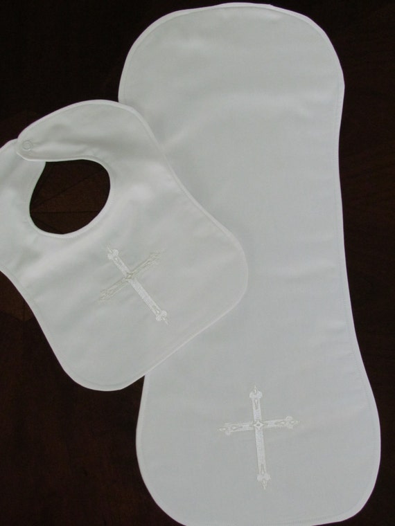 Christening Bib Baptism Bib Set Baby Dedication Bib and Burper