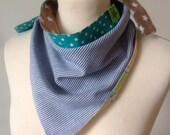 Little Girl Boy REVERSIBLE Kerchief Summer Hat Bandana Headband Headscarf bib Garden Scarf Head Wrap