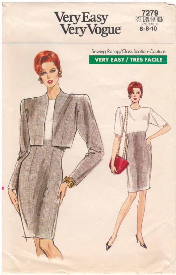 1988 Vogue 7279 Vintage Sewing Pattern Sizes 6/8/10 Very