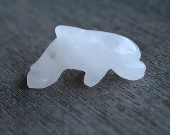 Rose Quartz Stone Dolphin Figurine F221