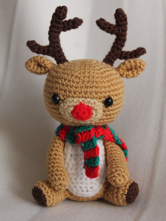 Crochet Rudolph the Red Nosed Reindeer Handmade Animal Wool