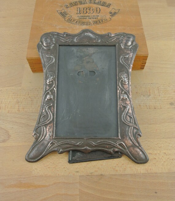 Vintage Antique Ornate Copper Photo Frame Art Nouveau