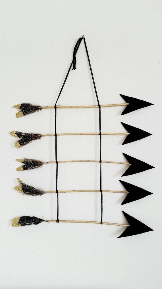 Gold Glittered Arrow Wall Art Boho Wall Decor by TheDecorRoom