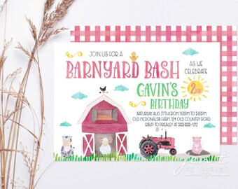 Farm Birthday Invitations / Barnyard Bash / Farm Party / Birthday Invitations