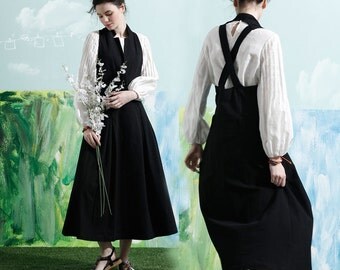 Maxi Linen Dress In Black, Linen Halter Dress, Long Linen Dress, Maxi Sundress, Little Black Dress, Linen Dress, Linen Overall, Black Dress