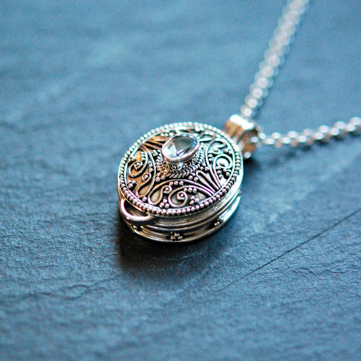 Stash necklace sterling silver prayer box pendant snuff