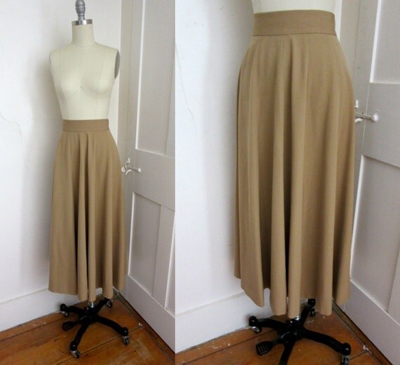 High Waist Wool Gabardine Skirt Gore Skirt Maxi Skirt