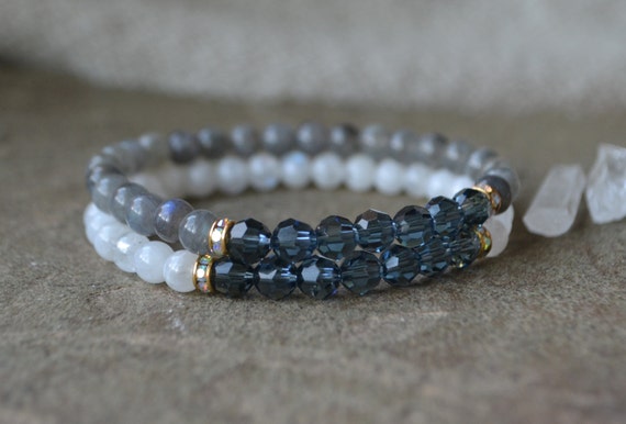Blue Swarovski Crystal Bracelets Choose Moonstone OR
