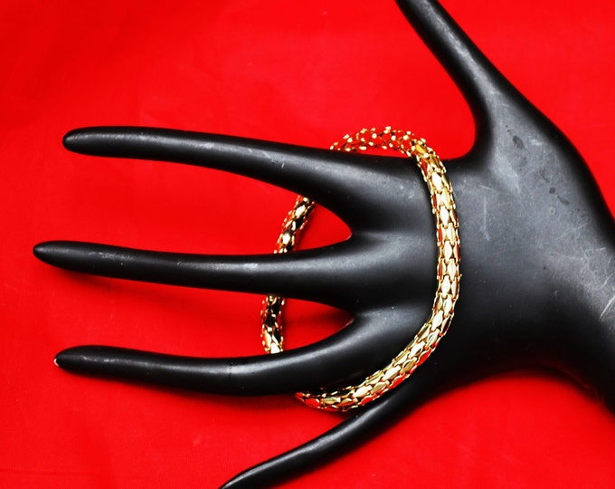 Gold Mesh Bangle -Snake skin - Bracelet