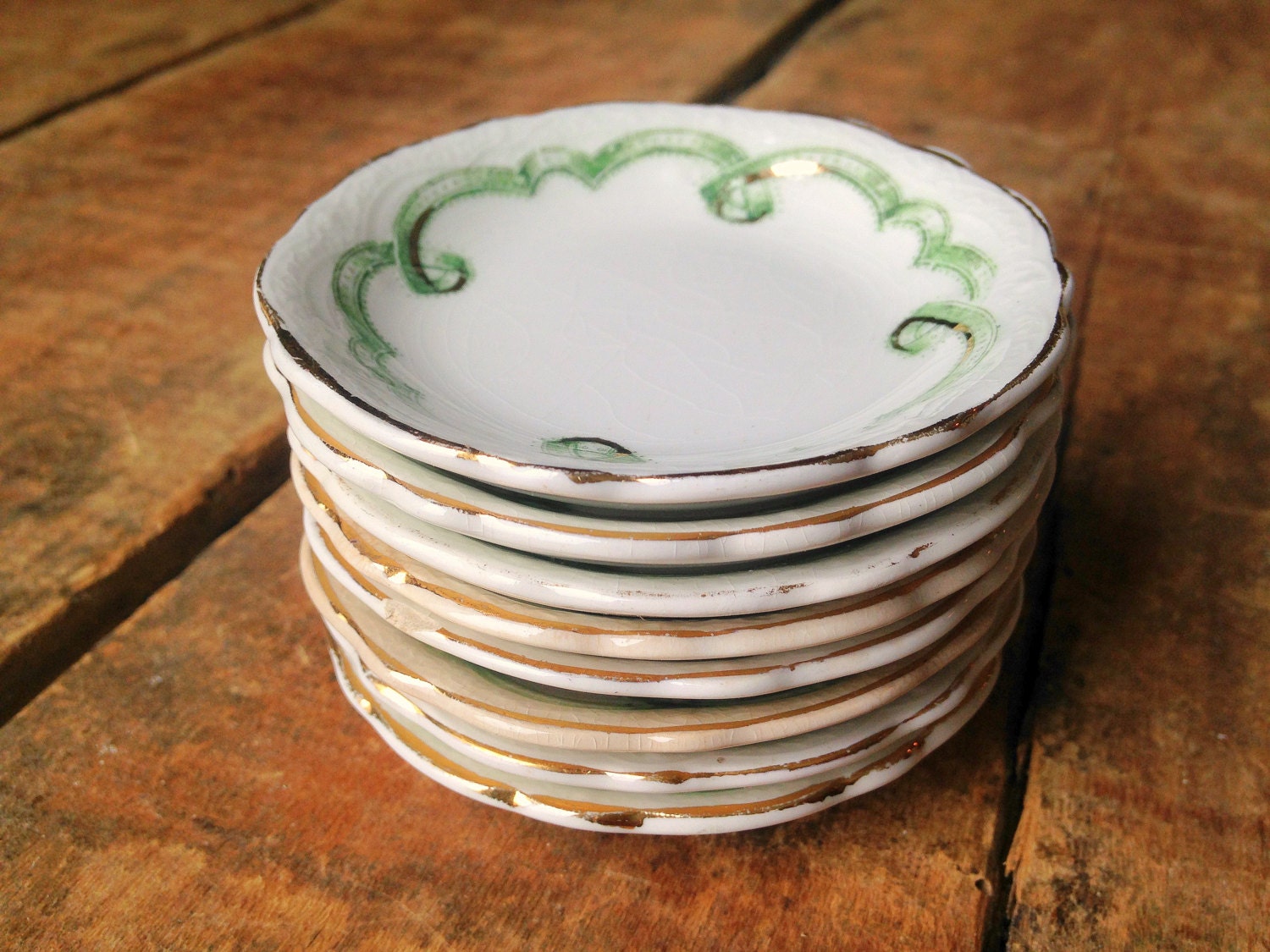 Antique Johnson Brothers Butter Pats Set of 8 Green