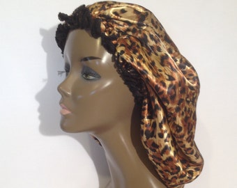 Big Cheetah Satin Bonnet (Jumbo Size)
