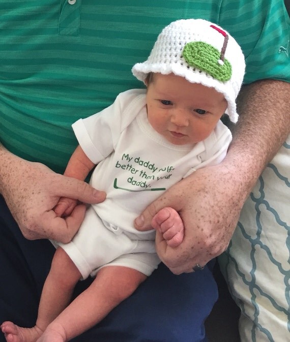 Items similar to BABY GOLF BEANIE Crocheted Ruffle Hat Girls Photo Prop in Soft White Yarn Size