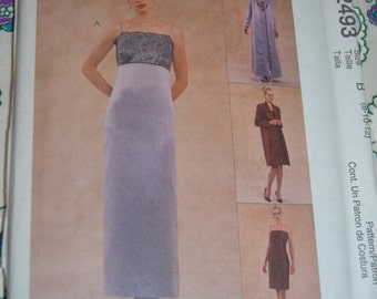 McCalls 2493 Evening Elegance Misses Lined Dress in Two Lengths and Lined Duster in Two Lengts Sewing Pattern - UNCUT Many Sizes Available