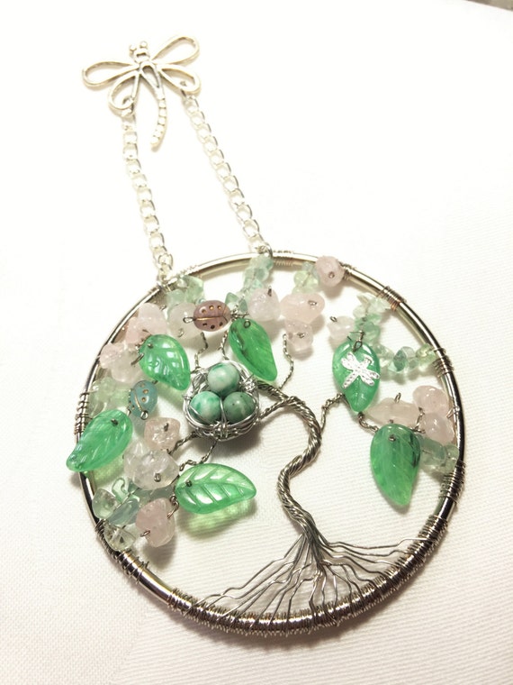 TreeofLife Sun Catcher with Birds Nest Rose by SassyMyDesigns
