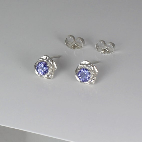 Natural Tanzanite Earrings Sterling Silver / Stud Earrings