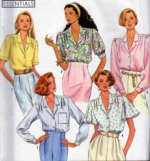 Simplicity 9857 Misses Button Front Blouse with Sleeve